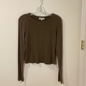 Michael Stars Long Sleeeve 1x1 Cotton Cropped Tee
